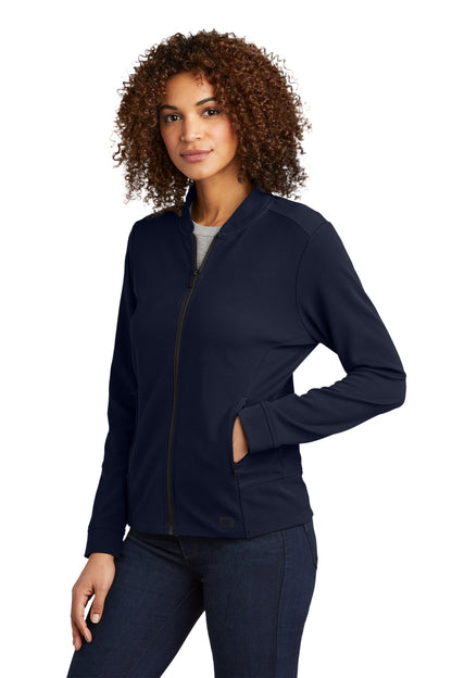 Left View of River Blue Nvy OGIO Women's Hinge Full-Zip. LOG820 plain