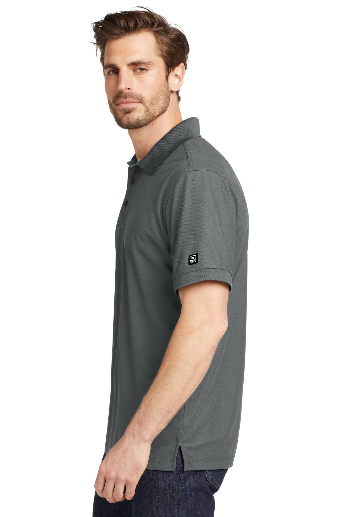 Left View of Rogue Grey OGIO - Caliber2.0 Polo OG101 plain