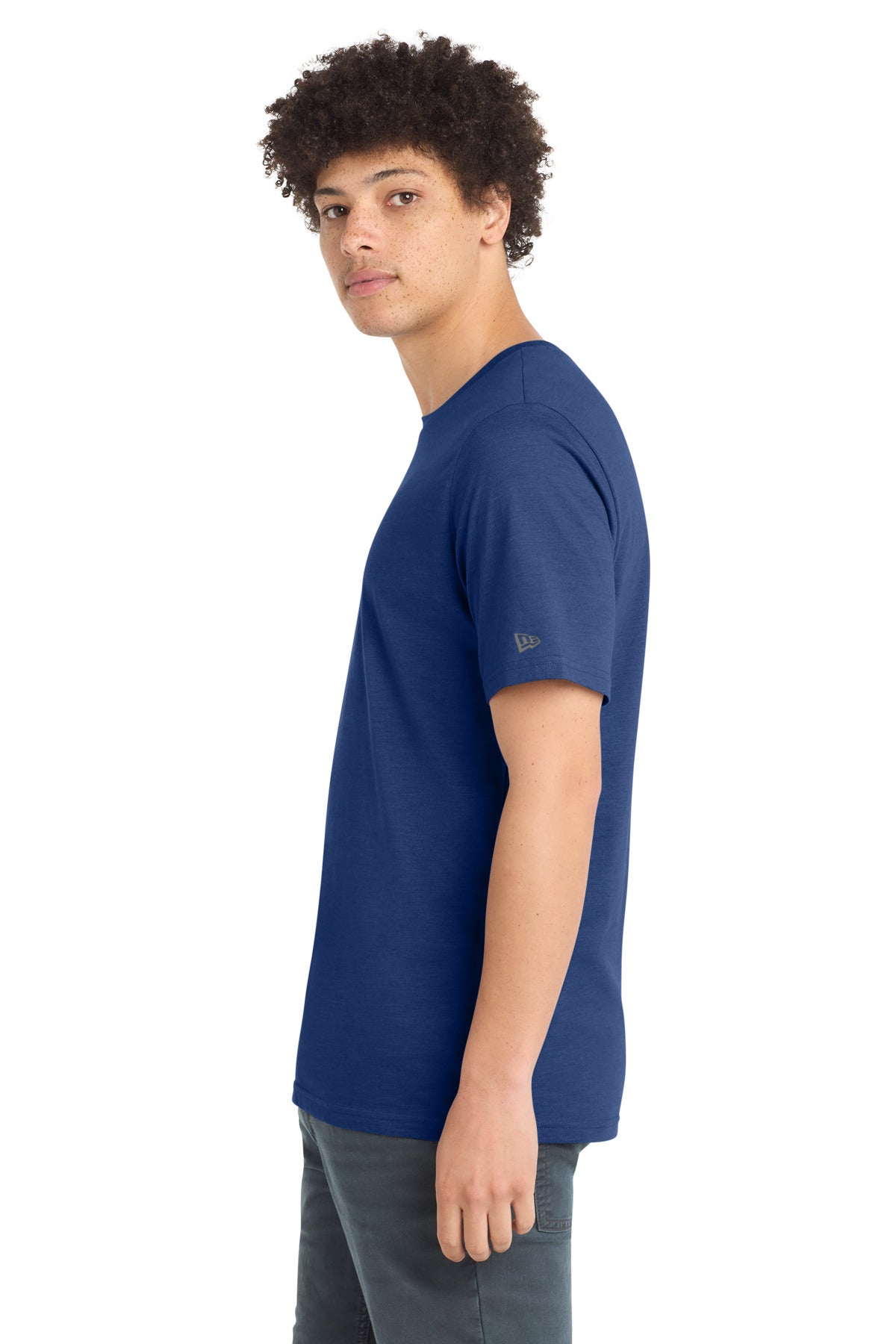 Left View of Royal New Era Tri-Blend Tee NEA135 plain