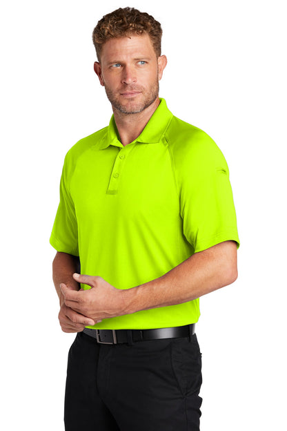 Left View of Safety Yellow CornerStone Select Lightweight Snag-Proof Tactical Polo. CS420 plain