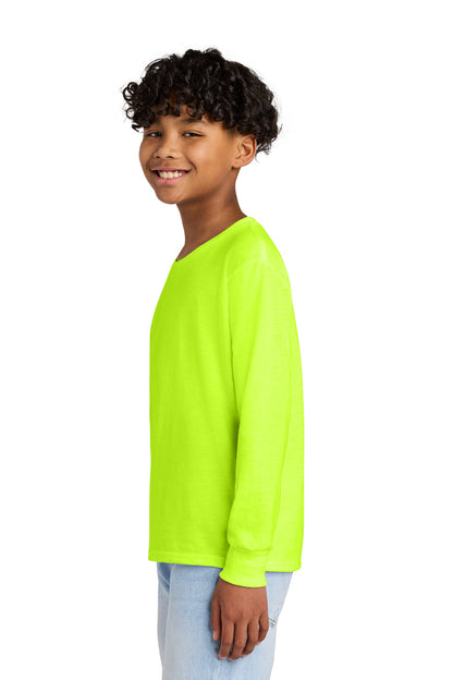 Left View of SftyGrn Jerzees Youth Dri-Power 50/50 Cotton/Poly Long Sleeve 29BL plain