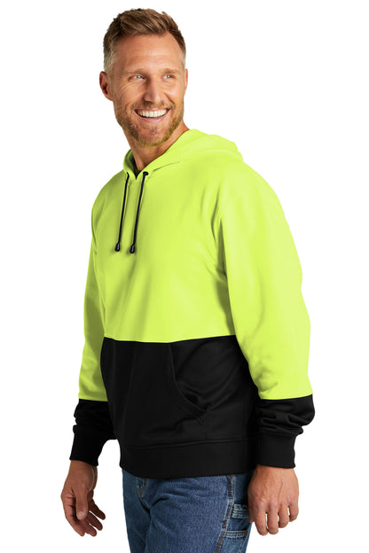 Left View of SftyYellow CornerStone Enhanced Visibility Fleece Pullover Hoodie CSF01 plain