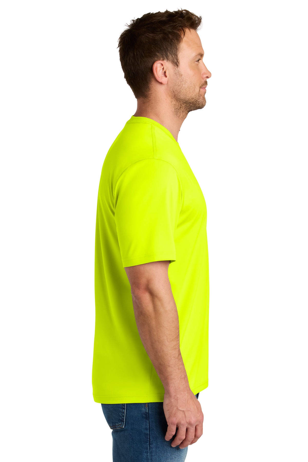 Left View of SftyYellow CornerStone Workwear Pro Short Sleeve Tee CS440 plain