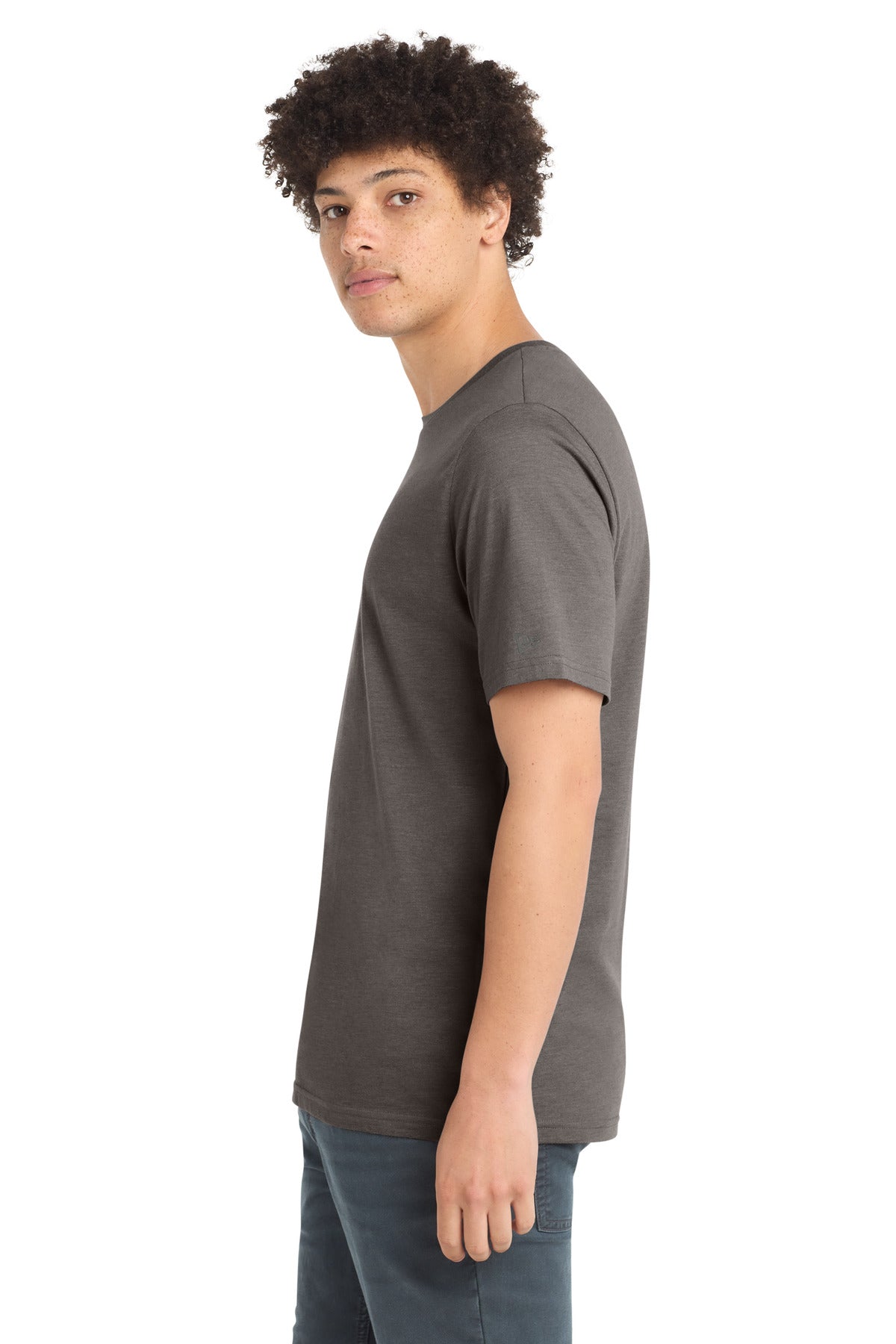 Left View of ShadowGrey New Era Tri-Blend Tee NEA135 plain