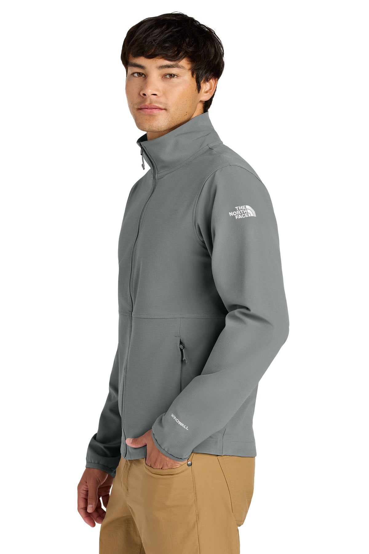 Left View of SmokedPrGy The North Face Edge Stretch Soft Shell Jacket NF0A8ENN plain