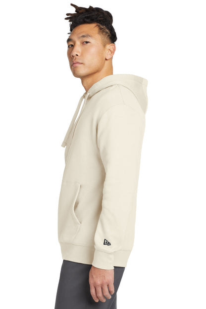 Left View of SoftBeige New Era Heritage Fleece Pullover Hoodie NEA525 plain