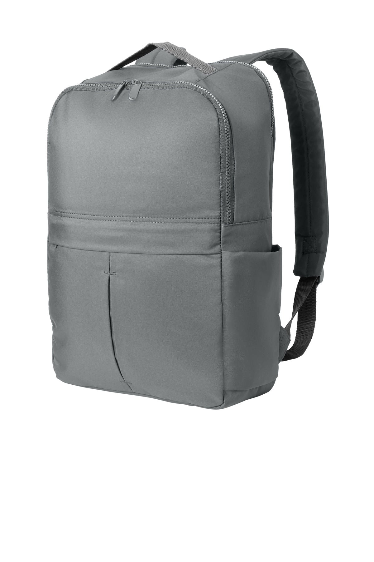 Left View of StormGrey Port Authority Matte Backpack BG235 plain