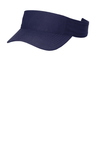 Left View of True Navy Sport-Tek Action Visor. STC51 plain