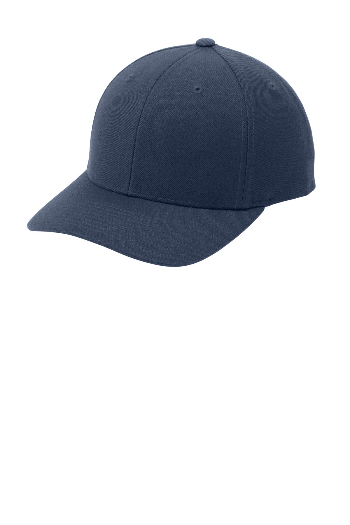 Left View of True Navy Sport-Tek YP Classics Curve Bill Snapback Cap. STC43 plain