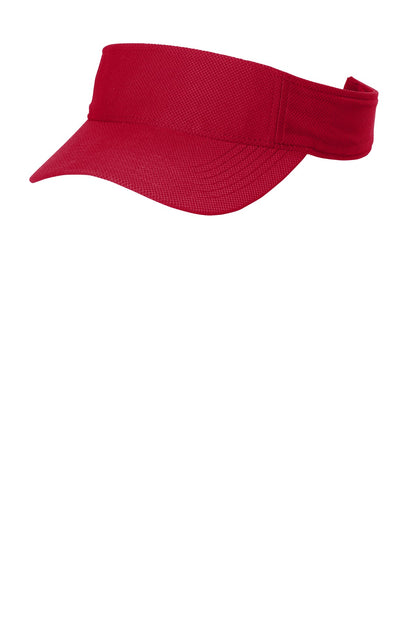 Left View of True Red Sport-Tek Action Visor. STC51 plain