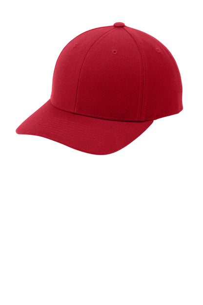 Left View of True Red Sport-Tek YP Classics Curve Bill Snapback Cap. STC43 plain