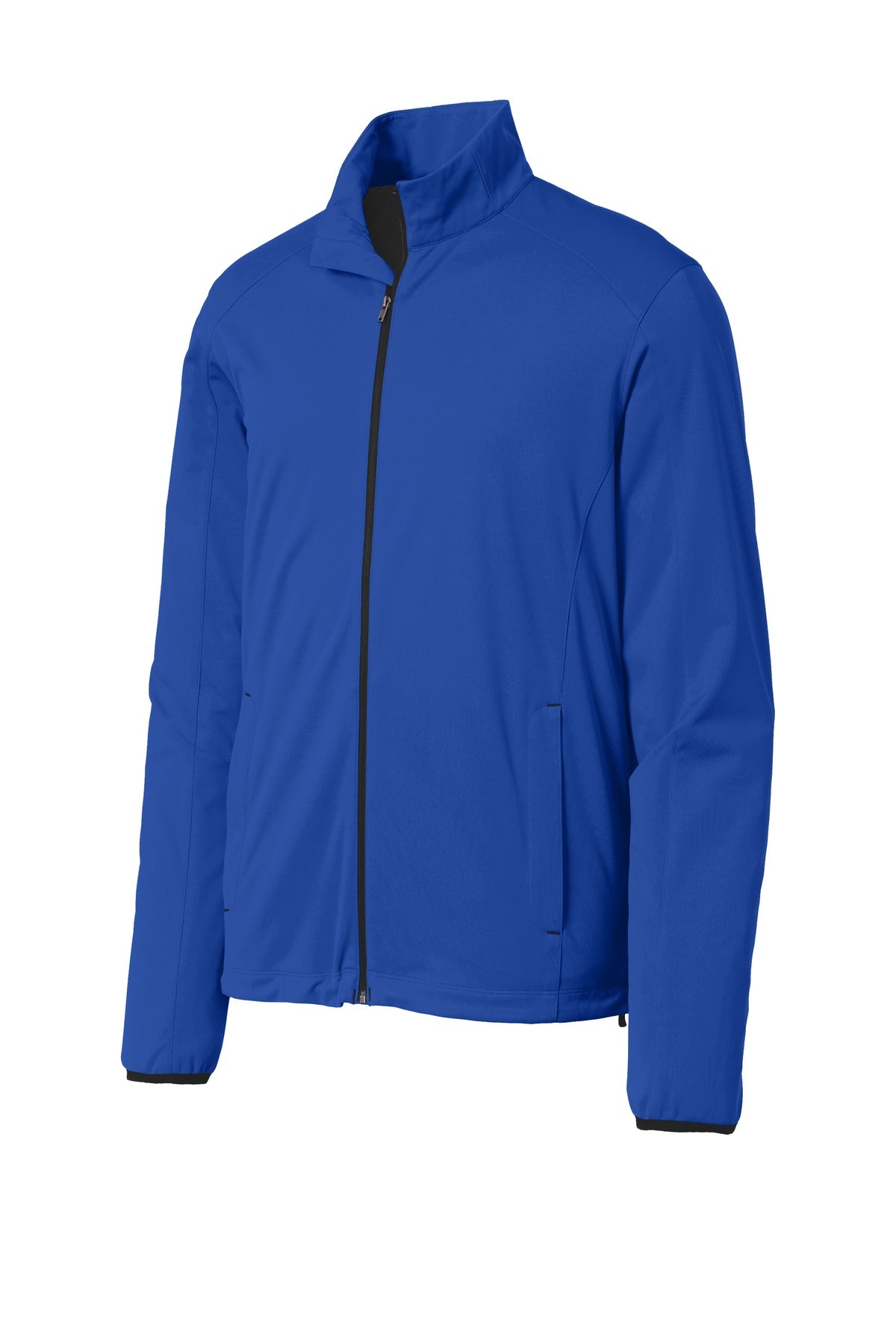 Left View of True Royal Port Authority Active Soft Shell Jacket. J717 plain