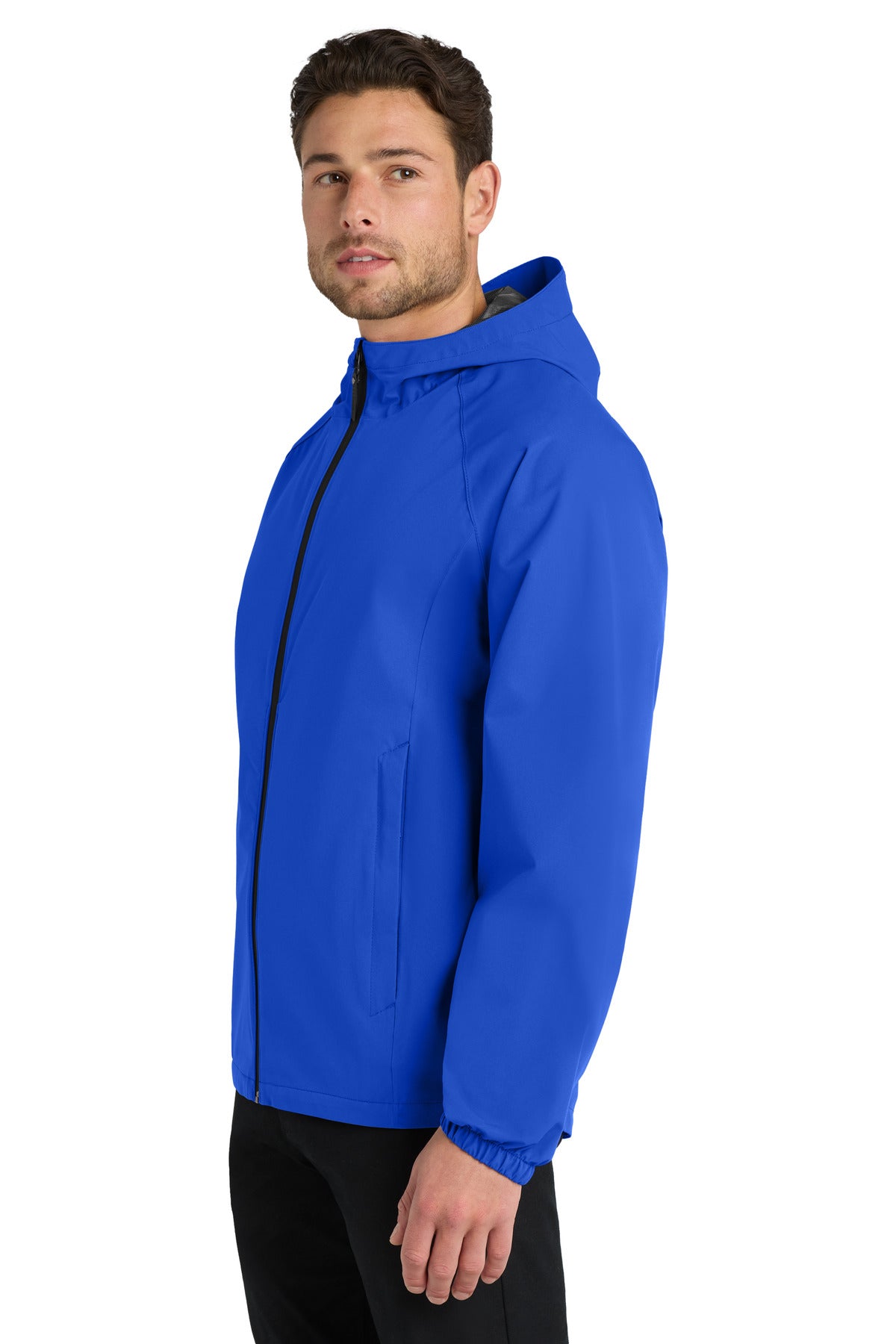 Left View of True Royal Port Authority Essential Rain Jacket J407 plain