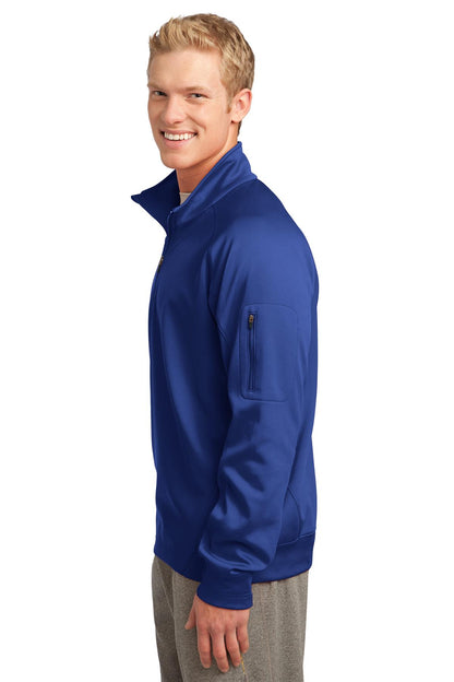 Left View of True Royal Sport-Tek Tech Fleece 1/4-Zip Pullover. F247 plain