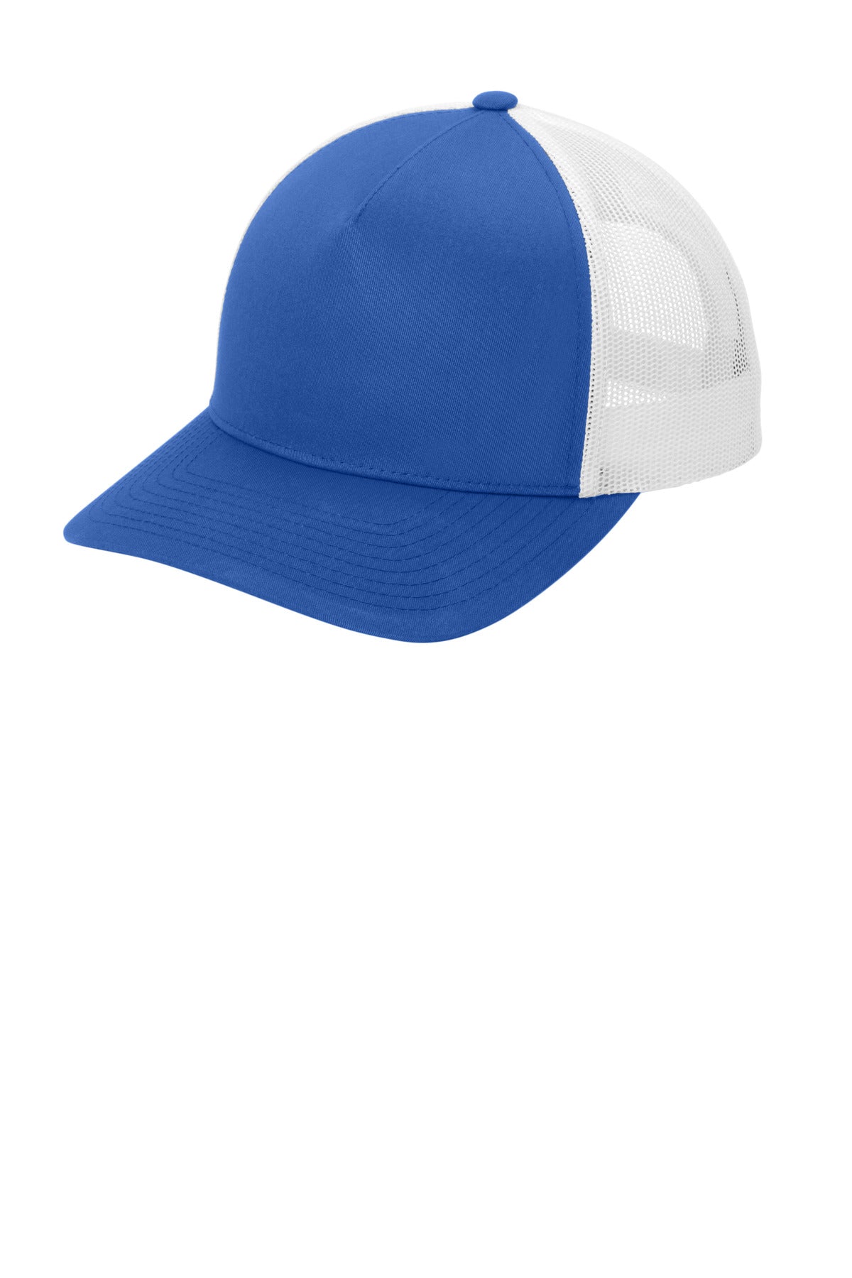 Left View of TRy/White Sport-Tek YP Classics Retro Trucker 5-Panel Cap STC54 plain