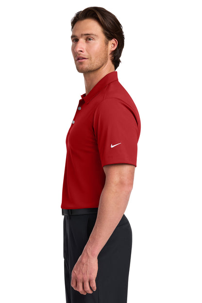 Left View of University Red Nike Dri-FIT Vertical Mesh Polo. 637167 plain