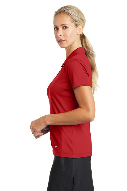 Left View of University Red Nike Women's Dri-FIT Vertical Mesh Polo. 637165 plain