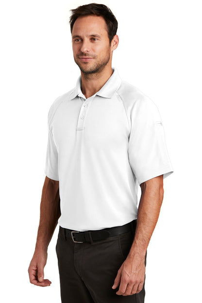 Left View of White CornerStone Select Lightweight Snag-Proof Tactical Polo. CS420 plain