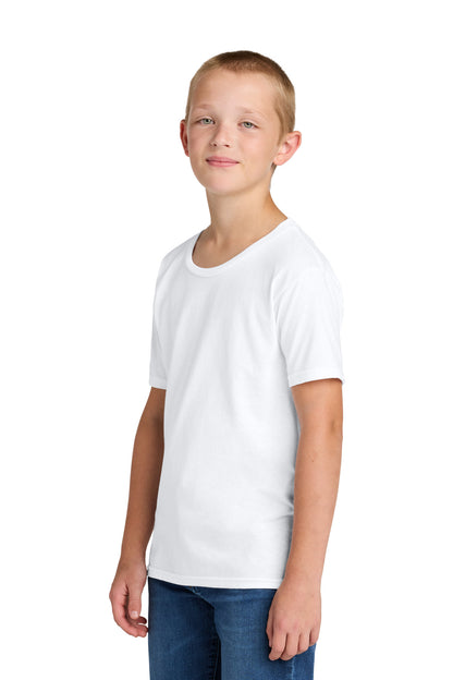 Left View of White Jerzees Classics Youth Cotton T-Shirt 363Y plain