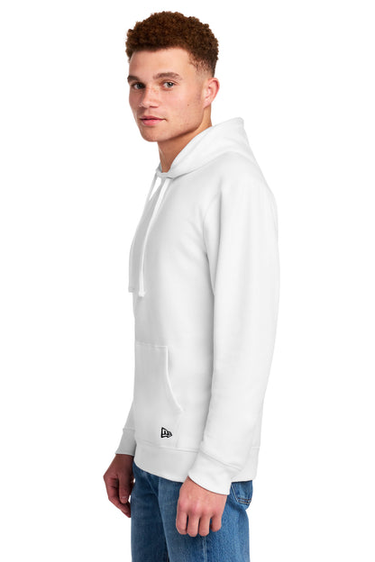 Left View of White New Era Comeback Fleece Pullover Hoodie NEA550 plain