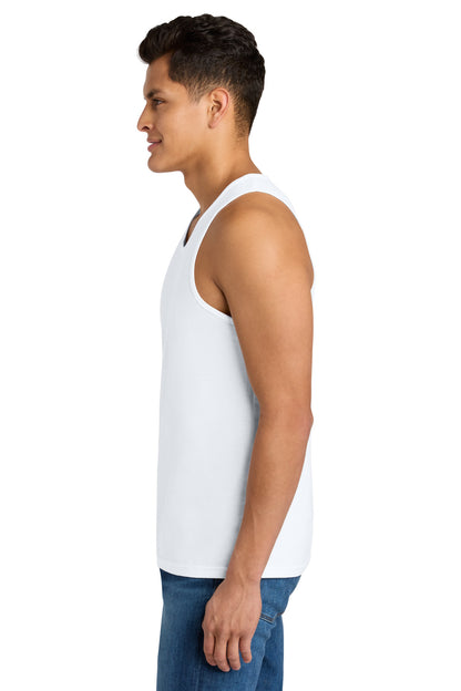 Left View of White Next Level Apparel Cotton Muscle Tank NL3633 plain