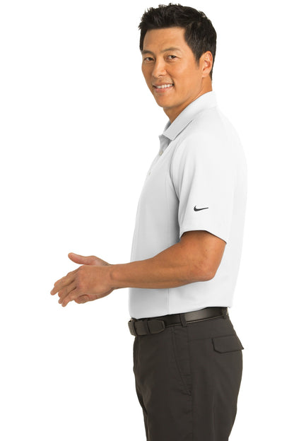 Left View of White Nike Dri-FIT Classic Polo. 267020 plain