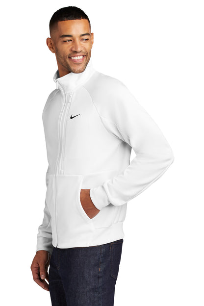 Left View of White Nike Full-Zip Chest Swoosh Jacket NKFD9891 plain