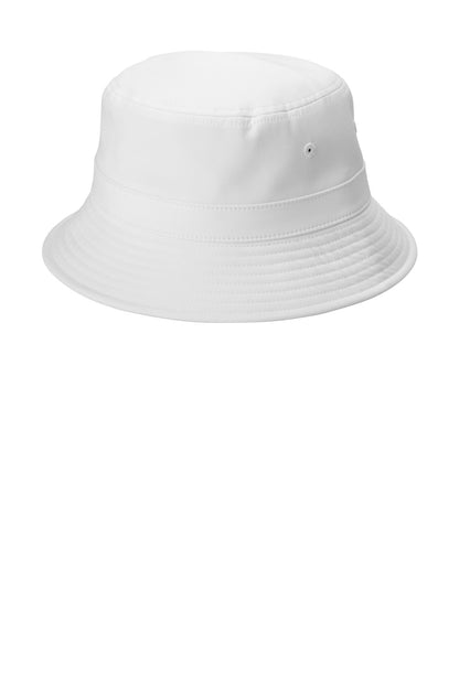 Left View of White Port Authority Poly Bucket Hat C980 plain