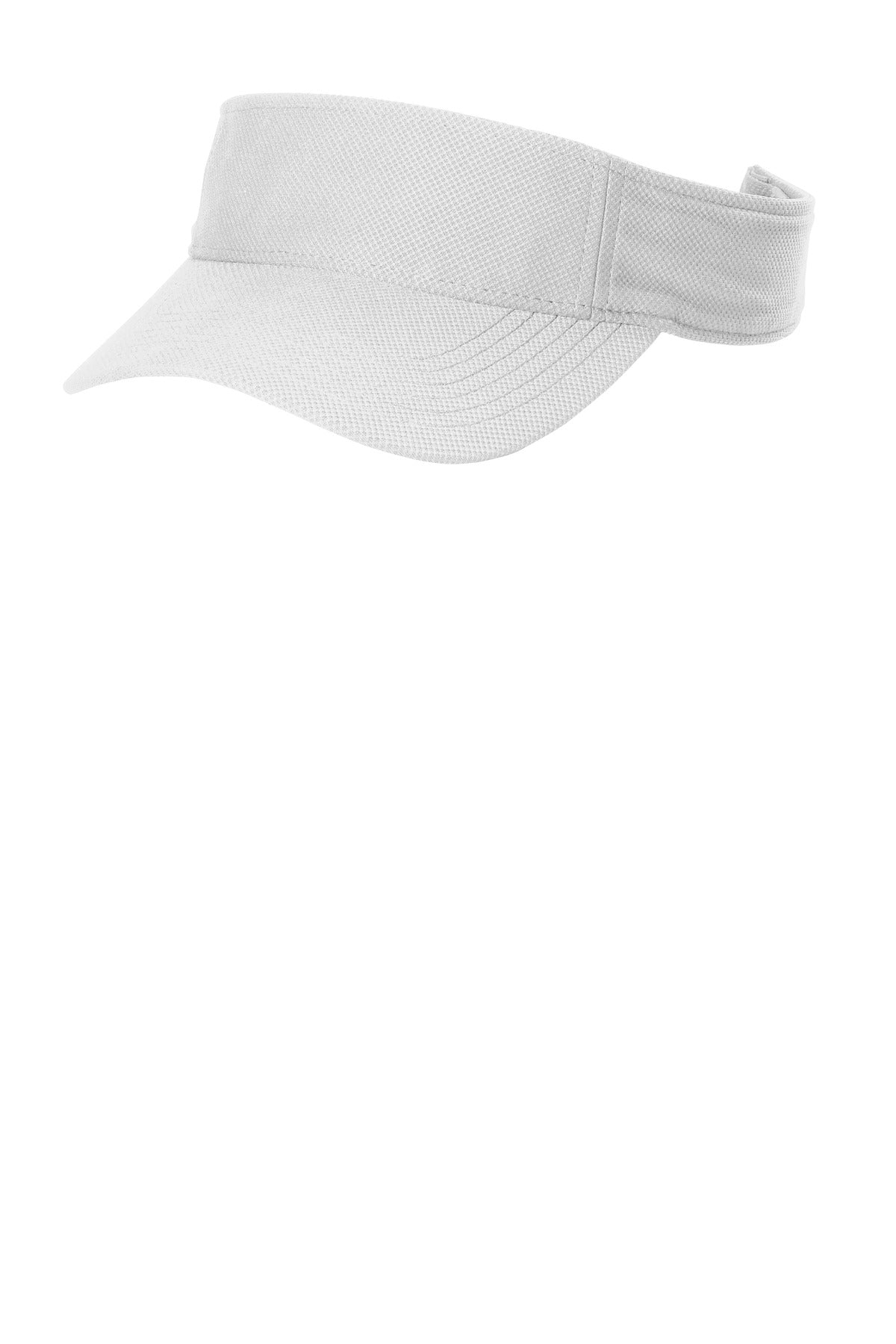 Left View of White Sport-Tek Action Visor. STC51 plain