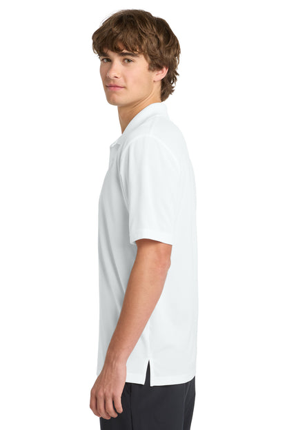 Left View of White Sport-Tek Dri-Mesh Polo. K469 plain