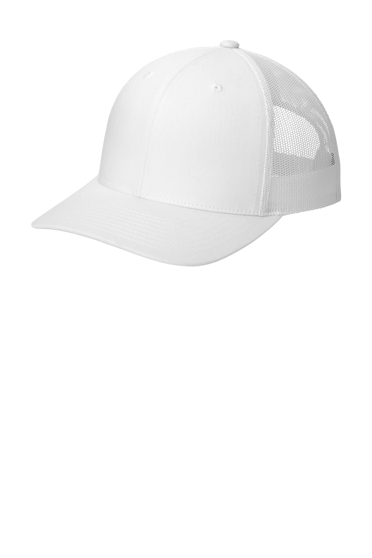 Left View of White Sport-Tek YP Classics Retro Trucker Cap. STC39 plain