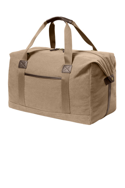 Left View of WoodlandBr Port Authority Washed Canvas Duffel BG8030 plain