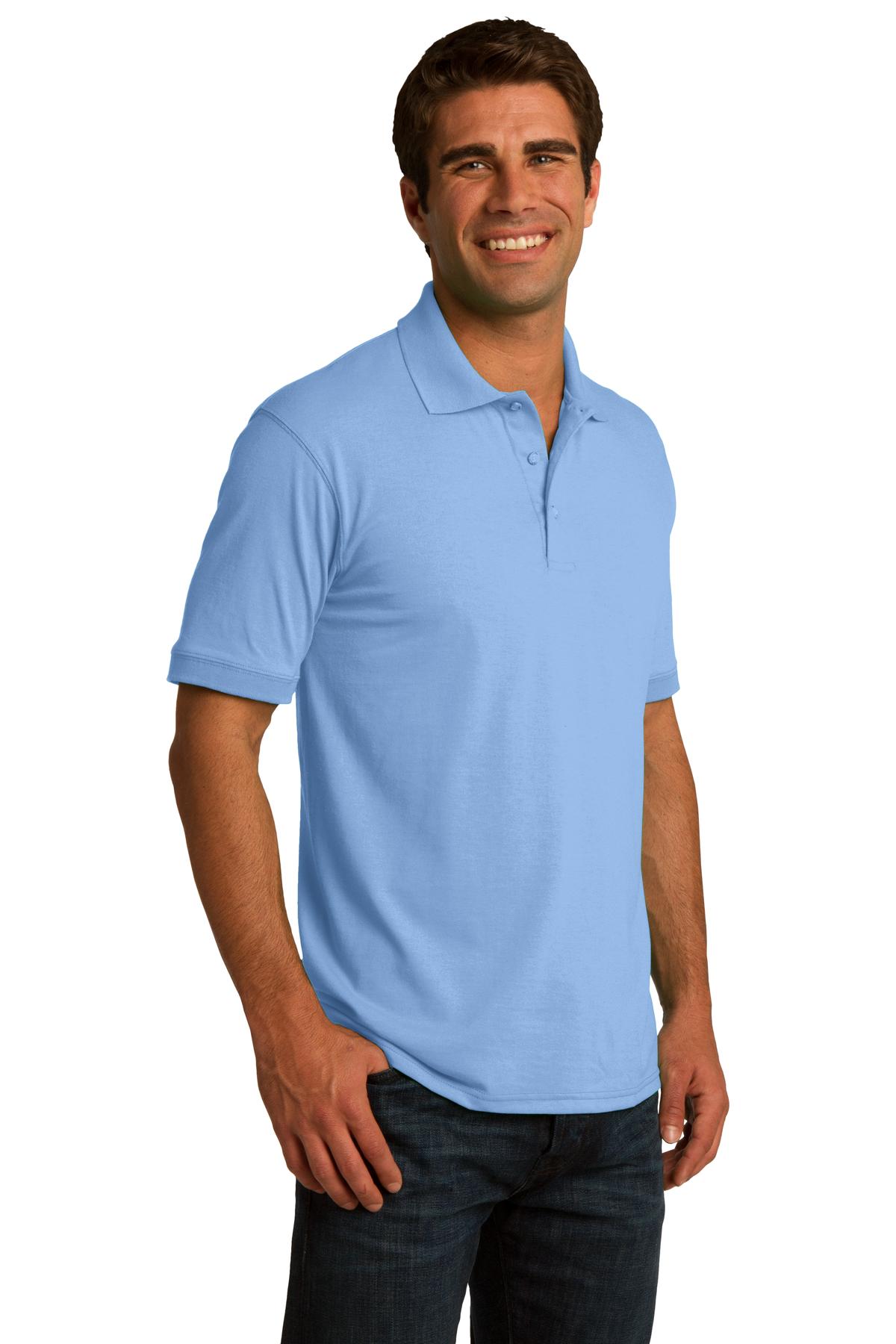 Light Blue Port & Co Core Blend Jersey Knit Polo. KP55 plain