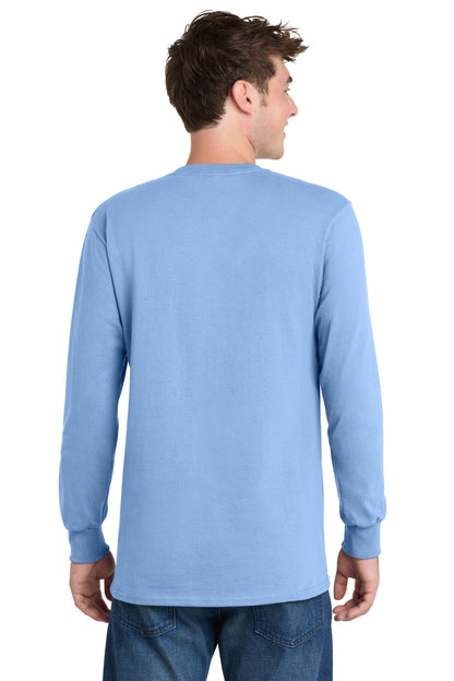 Light Blue Port & Co Long Sleeve Essential Tee. PC61LS plain