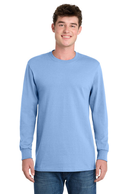 Light Blue Port & Co Long Sleeve Essential Tee. PC61LS plain