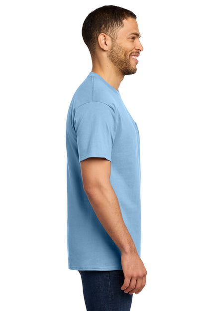 Light Blue Port & Co Tall Essential Pocket Tee. PC61PT plain
