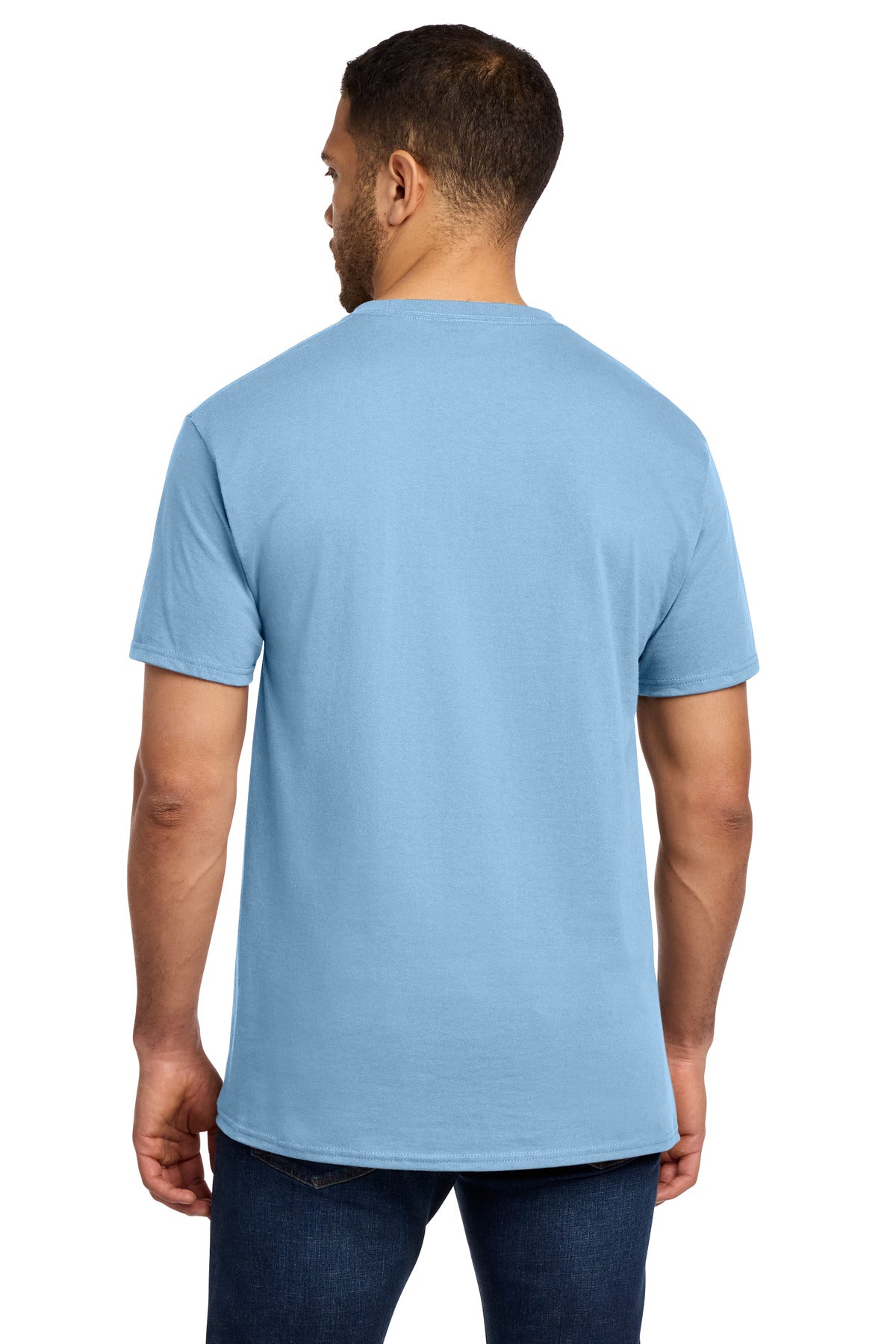 Light Blue Port & Co Tall Essential Pocket Tee. PC61PT plain