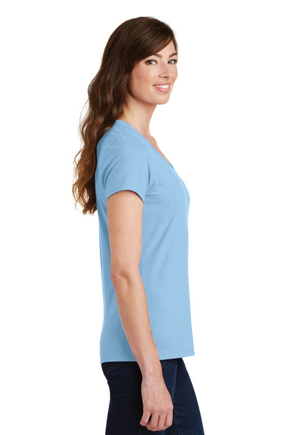 Light Blue Port & Co Women's Fan Favorite V-Neck Tee. LPC450V plain