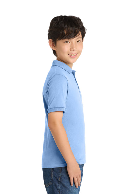 Light Blue Port & Co Youth Core Blend Jersey Knit Polo. KP55Y plain