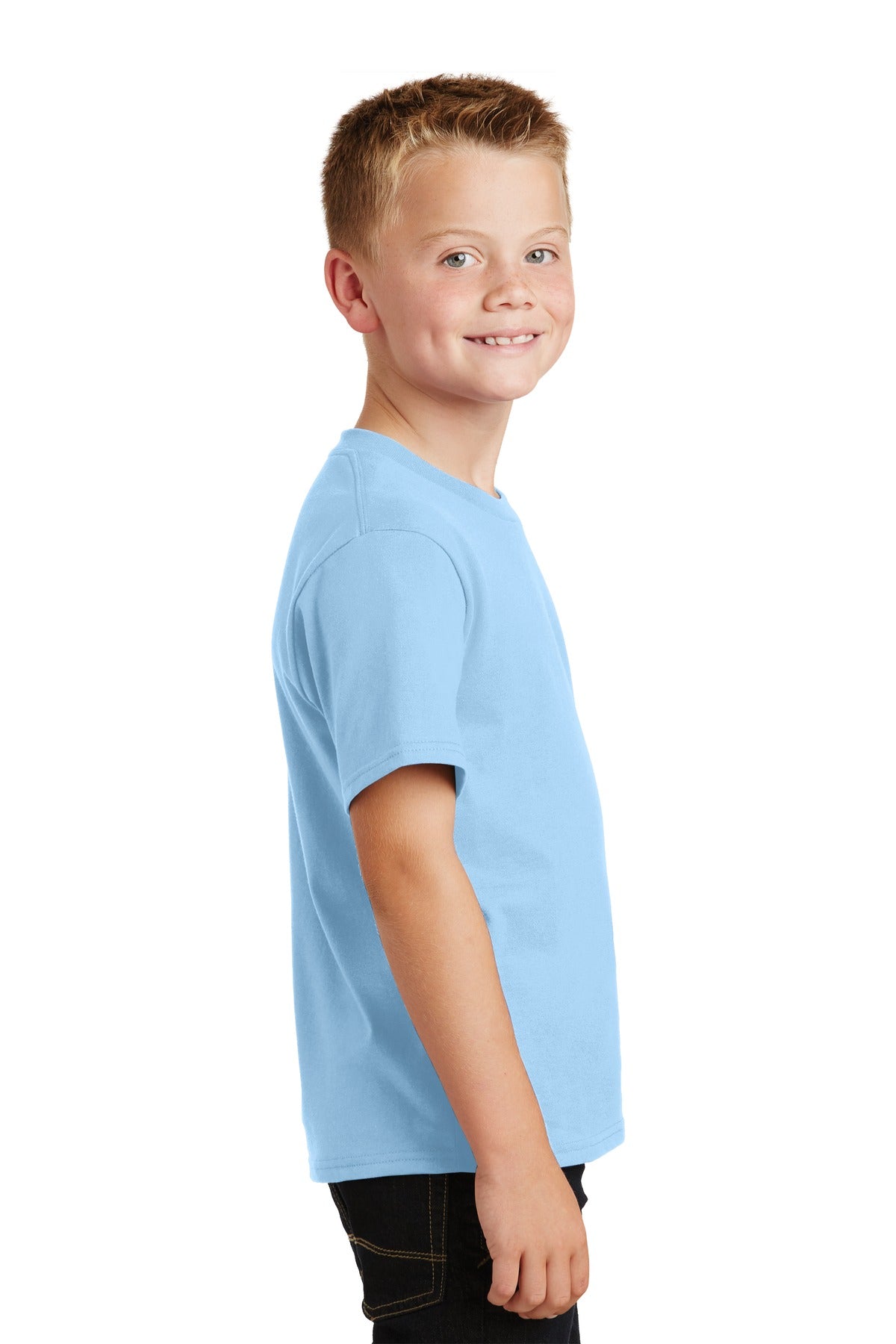 Light Blue Port & Co Youth Fan Favorite Tee. PC450Y plain