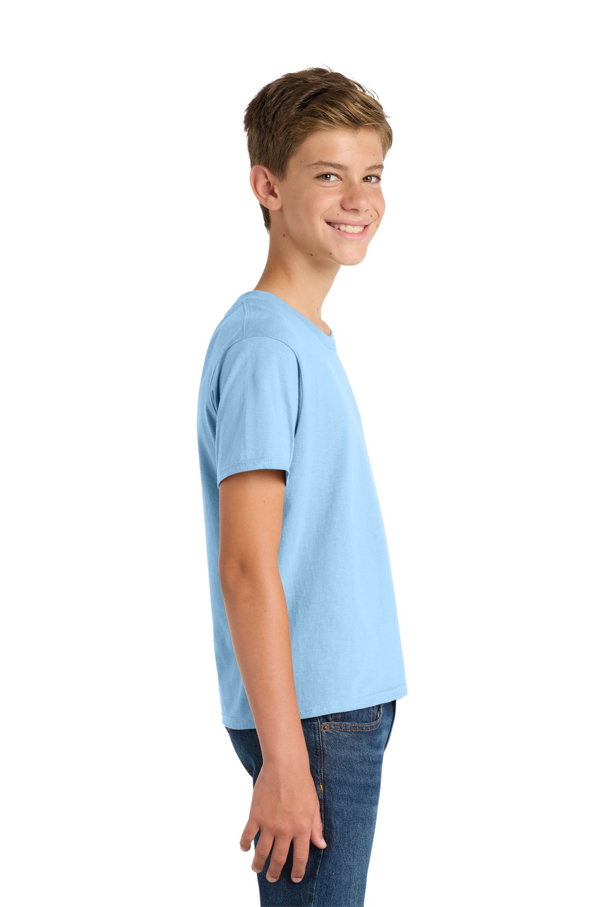 Light Blue Port & Co Youth Fan Favorite Tee. PC450Y plain