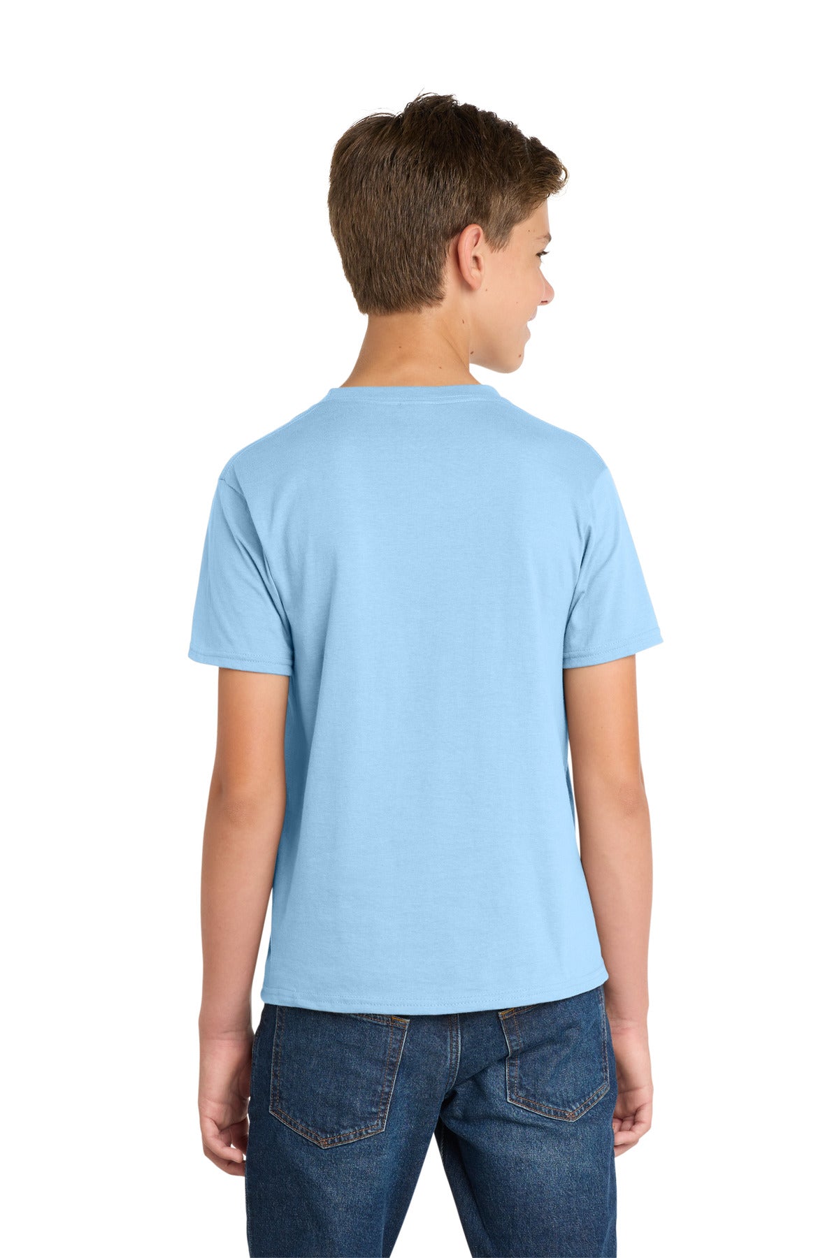 Light Blue Port & Co Youth Fan Favorite Tee. PC450Y plain