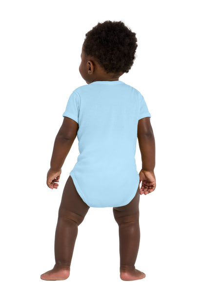 Light Blue Rabbit Skins Infant Short Sleeve Baby Rib Bodysuit. RS4400