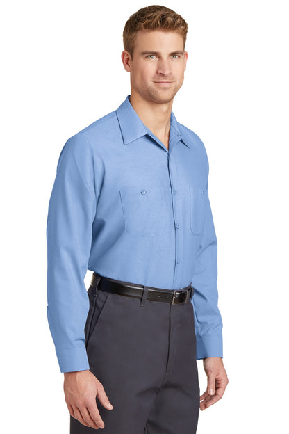 Light Blue Red Kap Long Sleeve Industrial Work Shirt. SP14 plain