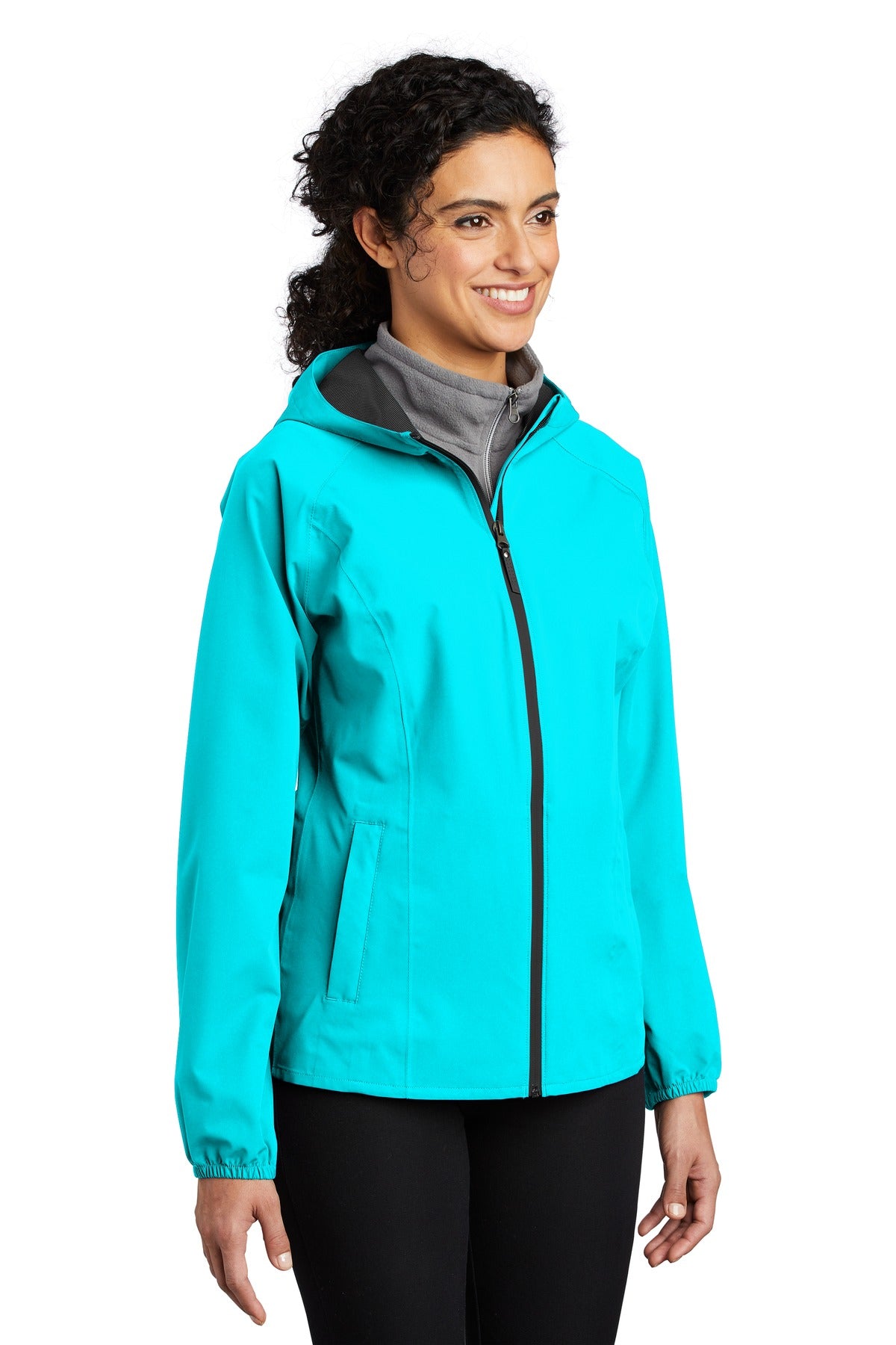 Light Cyan Blu Port Authority Women's Essential Rain Jacket L407 plain