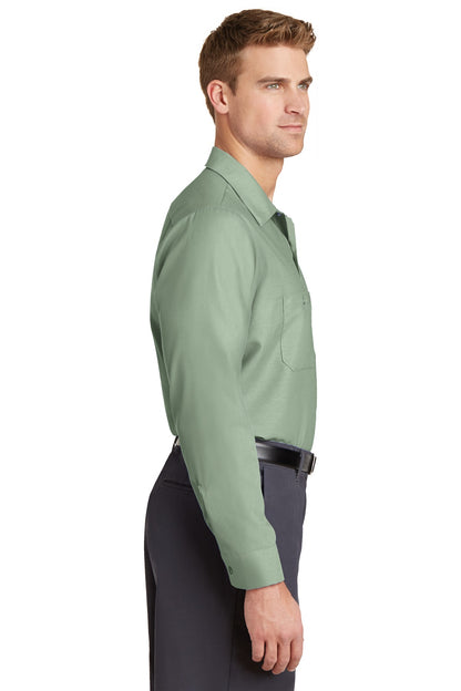 Light Green Red Kap Long Sleeve Industrial Work Shirt. SP14 plain
