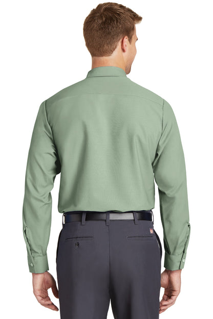 Light Green Red Kap Long Sleeve Industrial Work Shirt. SP14 plain