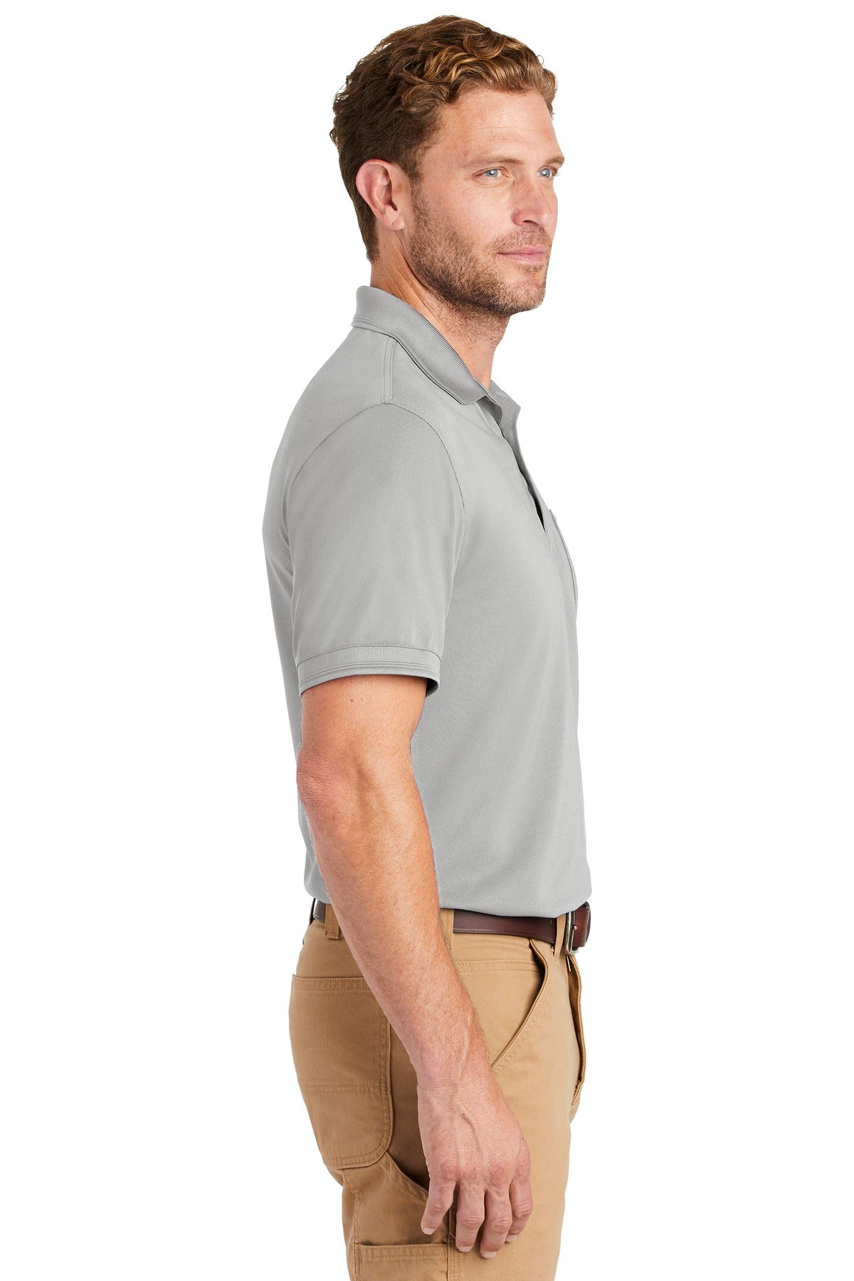 Light Grey CornerStone Industrial Snag-Proof Pique Pocket Polo. CS4020P plain