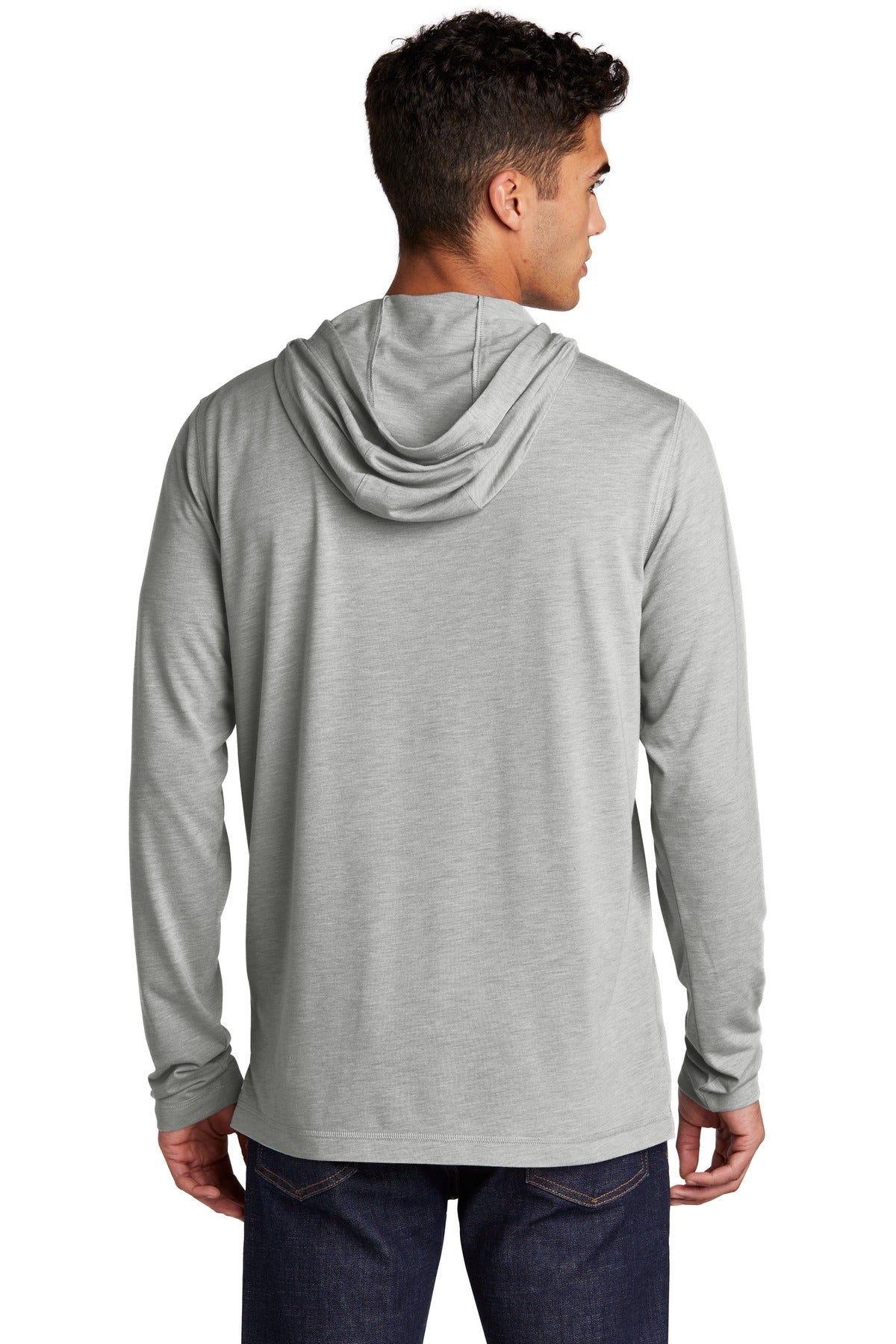 Light Grey Hth Sport-Tek PosiCharge Tri-Blend Wicking Long Sleeve Hoodie ST406 plain