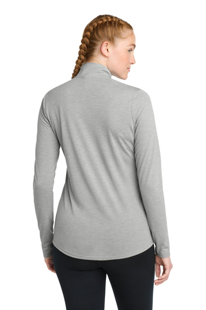 Light Grey Hth Sport-Tek Women's PosiCharge Tri-Blend Wicking 1/4-Zip Pullover. LST407 plain